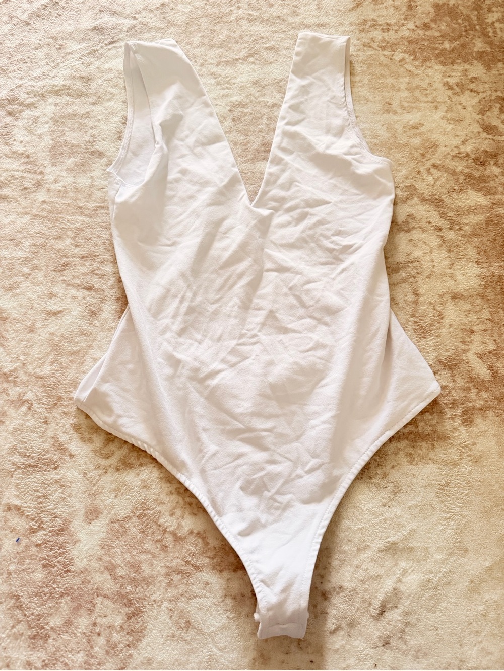 Free People White Deep V One-Piece Bodysuit